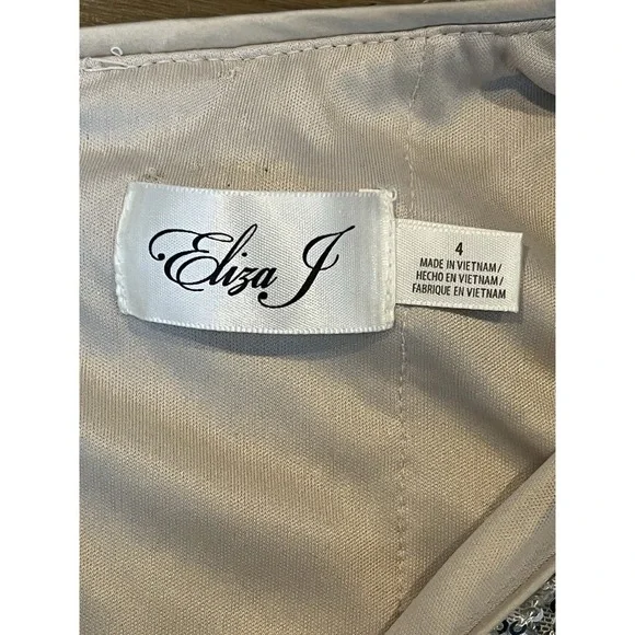 Eliza J Sequined Blouson Shift Dress Champagne size 4  MSRP: $ 178.00 - Picture 8 of 10